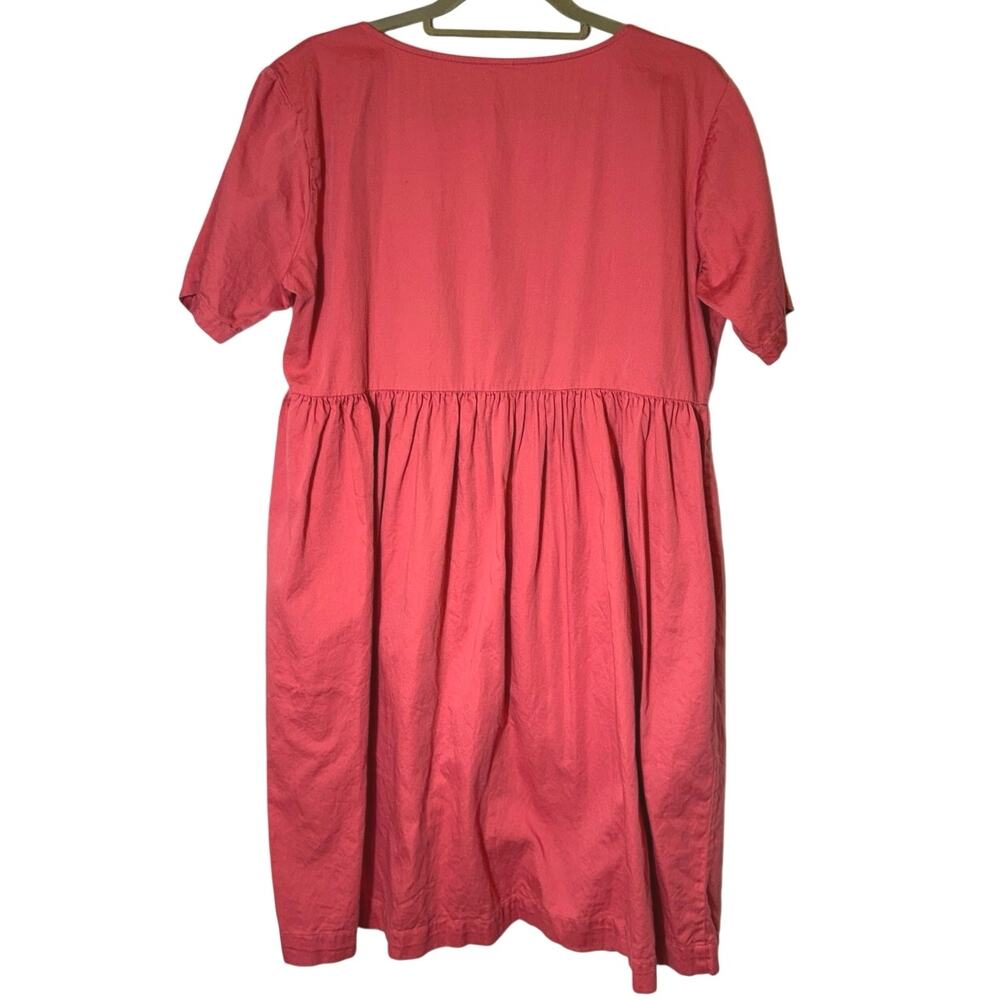 Button-Front V-Neck Midi Dress in Dusty Red - Picture 3 of 8